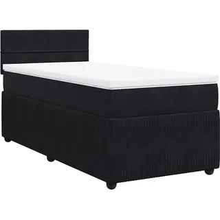 vidaXL Boxspringbett mit Matratze Schwarz 100x200 cm Samt - Schwarz