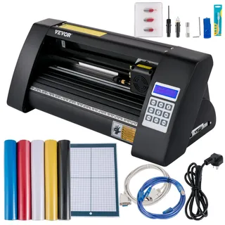 Vevor Vinyl Schneideplotter 375 mm, Folienschneider Max. Schnittbreite 285 mm, Plottermaschine Signmaster-Software, Plotter Windowskompatibel, Folienplotter Halbautomatisch Schnittpräzision ±0,001 mm