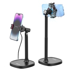 ULANZI Handy Ständer Tisch mit Kühler, Handyhalterung Verstellbar, Multi-Winkel Handyhalter mit Phone Cooler Fan, Phone Holder für Gaming Kompatibel mit iPhone 15 14 13 12 11/ Android Serie