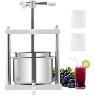 Vevor Obstweinpresse, Obstmühle, (5L), Apfelweinpresse, Apfelpresse, Traubenpresse, Olivenölpresse mit Dreieckgriff für Küche