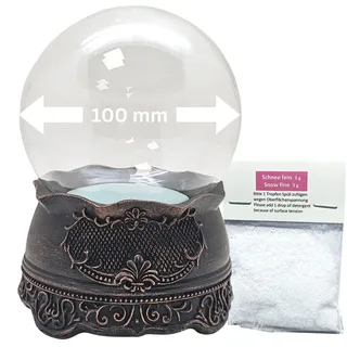 Bastelset DIY Schneekugel mit 1 x Schnee | Do it Yourself mit Glaskugel und Sockel Kupfer antik | Spieluhr möglich | H: 140mm B: 100mm | 40138 (Kupfer Antik)