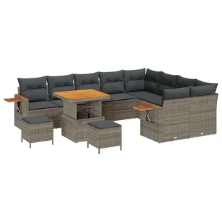 vidaXL Gartensofa-set 12 pcs Grau Poly-Rattan - Grau