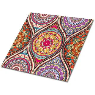 Tulup Fliesenaufkleber 9 Stück 30x30 cm selbstklebend Wunderschönes Mandala , Multicolor , Textil , 30x1.6x30 cm , Tapeten & Wandverkleidungen, Wandtattoos & Sticker