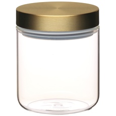 MasterClass Klarer Vorratsbehälter mit Messingdeckel, Küchenbehälter aus Glas, 700ml Fassungsvermögen, 25 x 25cm, 1 Stück