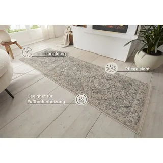 HANSE HOME Sand beige (creme,grau), B:80cm H:8mm L:200cm, Polypropylen (PP), Teppiche, Teppich, Kurzflor, Läufer, Orient, Vintage, Wohnzimmer, Schlafzimmer, Esszimmer