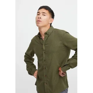 Langarmhemd BLEND "BHBurley shirt", Herren, Gr. S, N-Gr, grün (winter moss), Web, Obermaterial: 100% Baumwolle, unifarben, slim fit normal, ohne Ausschnitt, 2-Knopf-Manschette, Hemden Langarmhemd, Baumwolle, regular fit