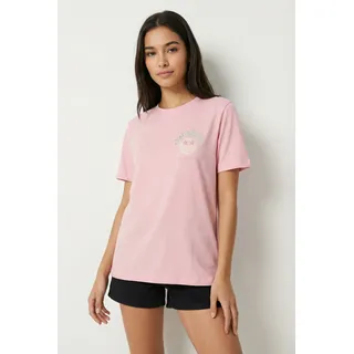 Kurzarmshirt ONLY "ONLKITA S/S TEE JRS NOOS", Damen, Gr. XS, rosy touch print:smiley sunshine, Jersey, Obermaterial: 100% Baumwolle, bedruckt, regular fit normal, Rundhals, Shirts Kurzarmshirt, Baumwolle, regular fit, Rundhals