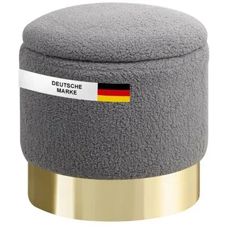 Albatros Hocker mit Stauraum Nizza Sitzhocker mit Stauraum, Modernes Design, Edler Sherpa-Bezug Sitztruhe Sitzbank mit Stauraum optimal als Fußhocker Hocker Schminktisch, Grau