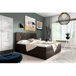 Boxspringbett Schlafzimmerbett 180x220cm LAZARO Nr.2 Braun inkl. Bettkasten - Braun