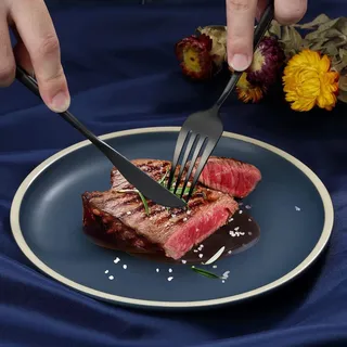 Beste Set für 6 Personen, 24-teiliges Edelstahlbesteckset, matt schwarz, Essbesteckset mit Messer, Gabel, Löffel, hochwertiges rostfreies Besteck, spülmaschinenfest