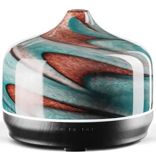 Porseme Aroma Diffuser 500ml,Handgeblasen Glas Luftbefeuchter,Ultraschall Aromatherapie Öle Diffusor mit 7 Farben LED Licht,Diffusor für Ätherische Hält 15-21 Stunden,Leise für Wohnung (Teal Green)