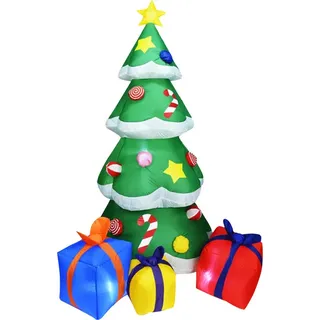 2,1m Aufblasbarer LED-Leucht-Weihnachtsbaum Mit 3 Geschenkboxen, Perfekt Für Die Gartendekoration, Innen- Und Außenhof-Garten-Weihnachtsdekoration, 80% polyester