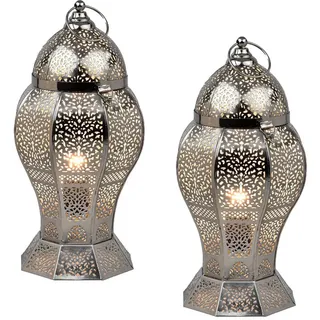 Marrakesch Orient & Mediterran Interior Orientalische Deko Tischlampe Silber 2 St.