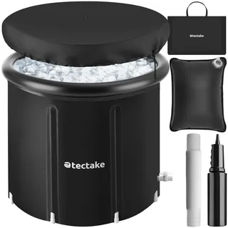 tectake® Eisbadewanne mit Abdeckung, Eisbaden Tonne, Badewanne für Eisbad, Eistonne, aufblasbare Badetonne Wassertonne, faltbare Badewanne Erwachsene für Kältetherapie & Sportler - Ø 90 x 75 cm