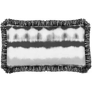 Sleepdown Kissen mit Fransen, gefüllt, weich, dekorativ, Baumwolle, für Zuhause, Sofa, Schlafzimmer und Auto, 35 x 50 cm, Schwarz