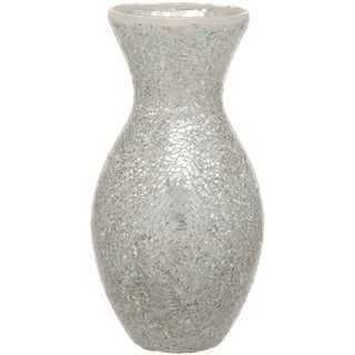 Maturi Blumenvase aus zerbrochenem Glas, Silber, 28x11cm