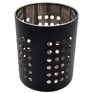 Bambelaa! Besteckabtropfkorb Spüle Schwarz Edelstahl Rund Metall Abtropfgestell Geschirr Abtropfkorb Spülbecken Besteckhalter Tisch Küchenutensilienhalter Utensilienhalter Küche (ca. 10,5 x 13,5 cm)