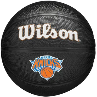 Wilson NBA Team Tribute Mini Basketball, Präzisionskanäle, Dynamischer Grip mit verbesserter Luftstabilität, NBA-zugelassen, Team: New York Knicks, Farbe: Schwarz, Größe: 3