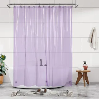 Barossa Design Duschvorhang-Auskleidung – Premium transparenter Lavendel-PEVA-Duscheinsatz mit 3 Magneten und Metallösen, Duschvorhänge für Badezimmer – durchscheinender Lavendel, 180x183 cm