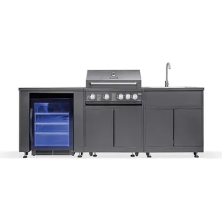 Goriller Outdoorküche Jungle , Graphitfarben , Metall , Rechteckig , 268x90x58 cm , Ce , Grills, Gasgriller