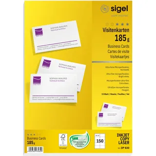 Sigel DP830 Visitenkarten microperforiert, 185 g/qm, 150 Stück