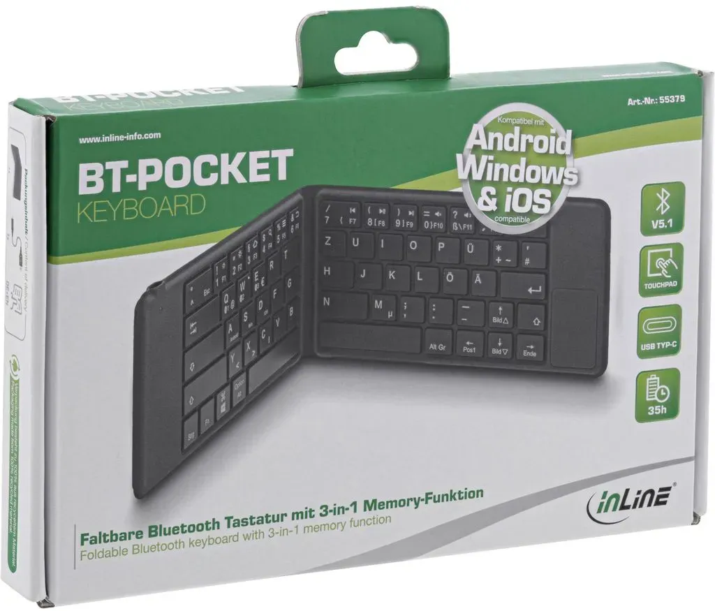 Bild von BT-Pocket Bluetooth Tastatur DE schwarz 55379