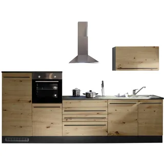 Jazz 4 Moderne Küchenzeile mit Elektrogeräten in Anthrazit, Artisan Eiche Optik - Geräumige Einbauküche mit viel Stauraum - 320 x 200 x 60 cm (B/H/T)