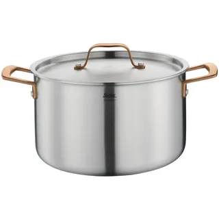 Spring Kochtopf GOURMET, mehrschichtiger Topf mit Deckel aus Edelstahl, backofengeeignet, mit Innenskalierung, Ø 24 cm, Höhe 14 cm, 6,5 Liter, roségold