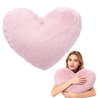 Tutamaz Herzkissen, Herzform Kissen Kuschelkissen, Herz-Kissen aus Plüsch 46x36 cm,Love Zierkissen Dekokissen,Plüsch kisse-n Weiche Deko für Wohnzimmer Schlafzimmer Sofa Bett,Kinder Geschenk (Rosa)