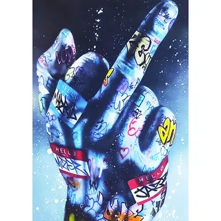 KUSTOM ART Dekoratives Wandposter Mittelfinger Version Pop Art Kunstdruck auf beschichtetem Papier 42 x 30 cm Ohne Rahmen