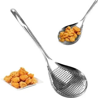 36 cm Schaumlöffel aus Edelstahl – großer Sieblöffel für Wok-Zubehör – Sieblöffel zum Entfernen von Fett.
