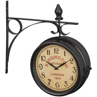 Relaxdays Bahnhofsuhr 34 cm HBT 33 x 34 x 10 cm schwarz