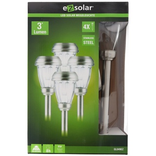 4er Set LED Solar-Wegeleuchte mit bis zu 3 Lumen, rostfreier Edelstahl, mit Standard NiMH Akku, GL049EZ