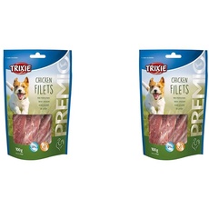 TRIXIE Hundeleckerli Premio Hunde-Chicken Filets 100g - Premium Leckerlis für Hunde glutenfrei - ohne Getreide & Zucker, schmackhafte Belohnung für Training & Zuhause - 31532 (Packung mit 2)