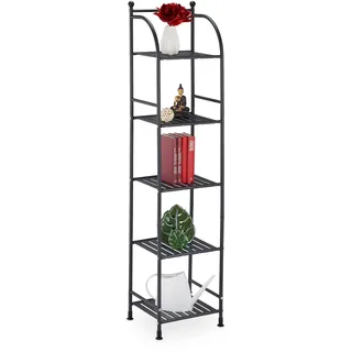 Relaxdays Standregal, , schwarz , Metall , 33x145x28 cm, , Wohnzimmer, Regale, Bücherregale