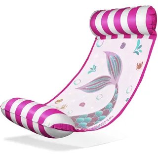 Balinco – Aufblasbare Wasserhängematte Luftmatratze mit 2 Luftkammern & Nylon Netz für Pool – Floatie Wassermatratze Relaxliege für Erwachsene & Kinder – Sommer Poolzubehör (Meerjungfrau Pink)