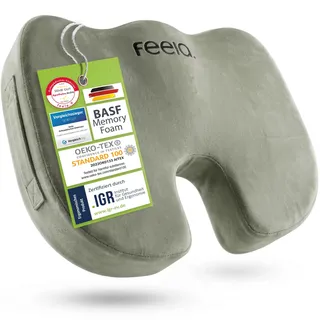 feela.® Orthopädisches Sitzkissen [3 Härtegrade] TESTSIEGER – Ergonomisches Sitzkissen für Bürostuhl & Auto – Schmerzlindernd, Steißbein entlastend, Sitzkomfort & Durchblutung fördernd (Weich)