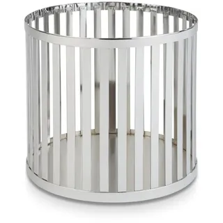 APS Aufbewahrungskorb Edelstahl Ø 21 cm Höhe 20 cm Silber/Weiß