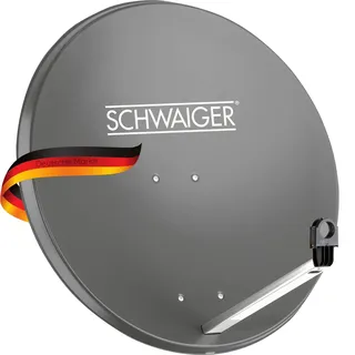 SCHWAIGER Satellitenschüssel 75 cm Stahl SAT Schüssel Spiegel Offset Antenne mit LNB-Tragarm Kabelführung Masthalterung wetterfest langlebig TV Fernsehen HD Astra Hotbird Eutelsat Türksat