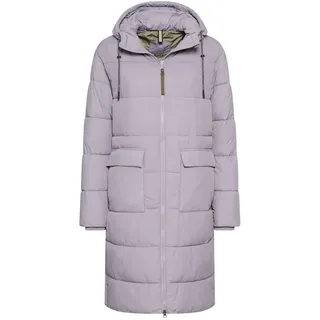 camel active Damen Steppmantel mit verstellbarem Saum und fester Kapuze | langer weich wattierter Steppmantel mit 2-Wege-Reißverschluss und verschiedenen Taschenlösungen - individuell anpassbar