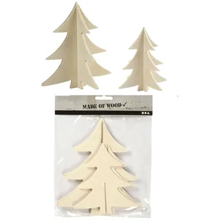 2 X DIY Farbe & Dekoration 3D Leere Holz Weihnachten Bäume 13cm & 18cm