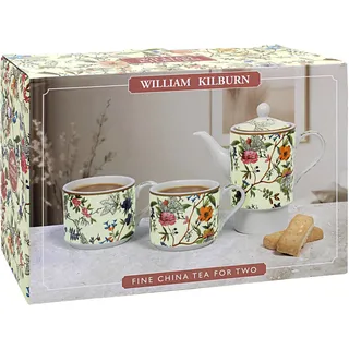 The Leonardo Collection William Kilburn Tea for Two | Keramik-Teekanne und Tasse Set | Schönes Geschenk für Zuhause und Büro | Stilvoll bedruckte Teekanne für Teeliebhaber, mehrfarbig