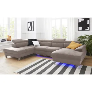 Cotta Wohnlandschaft »Komaris«, U-Form, B: 320 cm« mit Bettfunktion, Bettkasten & Licht,