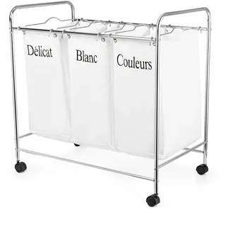 Compactor Nature Triple Wäschekorb Life Kollektion - XL Größe - Weiß - 74x45,5x75 cm