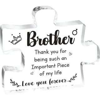 XXHUO Brother Gifts Acryl-Puzzle-Plakette, 10 x 8,6 cm, dekorative Beschilderung für Bruder, Geschenke von Schwester, Thank You For Being Such An Important Piece Of My Life