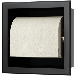 Bernkot Unterputz-Toilettenpapierhalter Edelstahl, WC Toilettenpapierhalter für das Badezimmer Halterung,17.3×17.3×8.7cm, Schwarz
