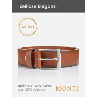 Ledergürtel MONTI "TUSTON", Herren, Gr. 125, braun (cognac), Rindsleder, Gürtel Ledergürtel, elegant, langlebig, glänzend