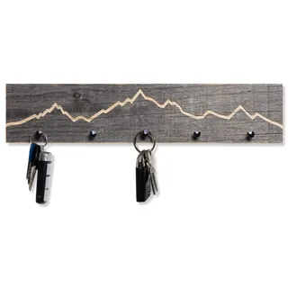Schlüsselbrett aus Altholz mit Bergkontur 40 cm – Handgefertigt in Bayern – Schlüsselkasten und Schlüsselhalter im Bergdesign – Schlüsselleiste, Wanddeko aus Holz, rustikal und modern