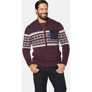 Strickjacke JAN VANDERSTORM "Strickjacke BJORNSEN", Herren, Gr. 3XL, rot (dunkelrot gemustert), Obermaterial: 60% Baumwolle CO. 40% Polyacryl PAN., Strickjacken Strickjacke