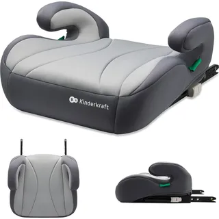 Kinderkraft I-BOOST i-Size - Sitzerhöhung 135-150 cm - R129 Norm - ISOFIX - Ergonomisch - Weicher Schaumstoff - Abnehmbarer Bezug - Grau - Grau